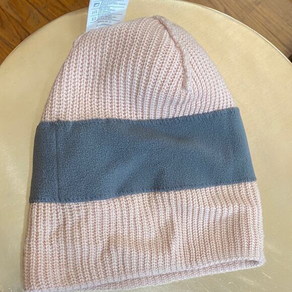 Carhartt Pink Knit Beanie with Gray Pom Leather Logo Excellent Condition! - Picture 8 of 9